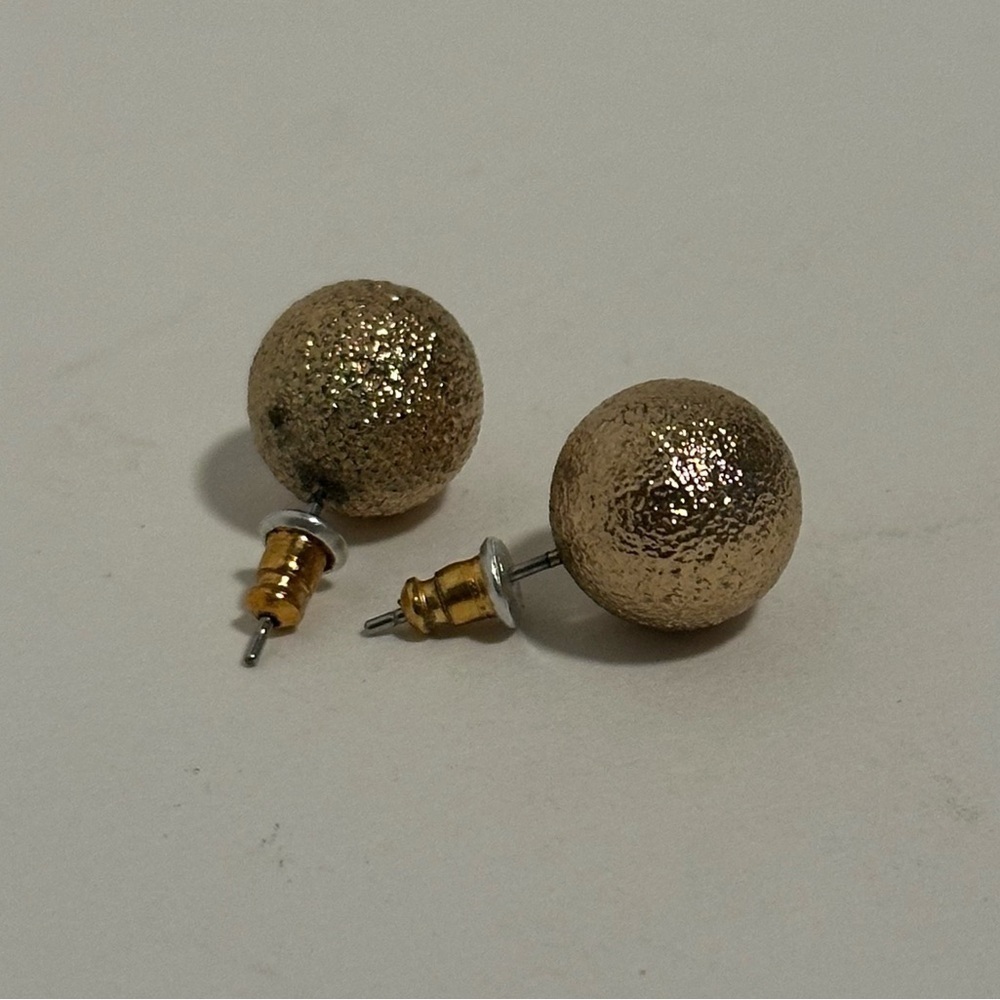 Large Textured Gold Ball Stud Earrings